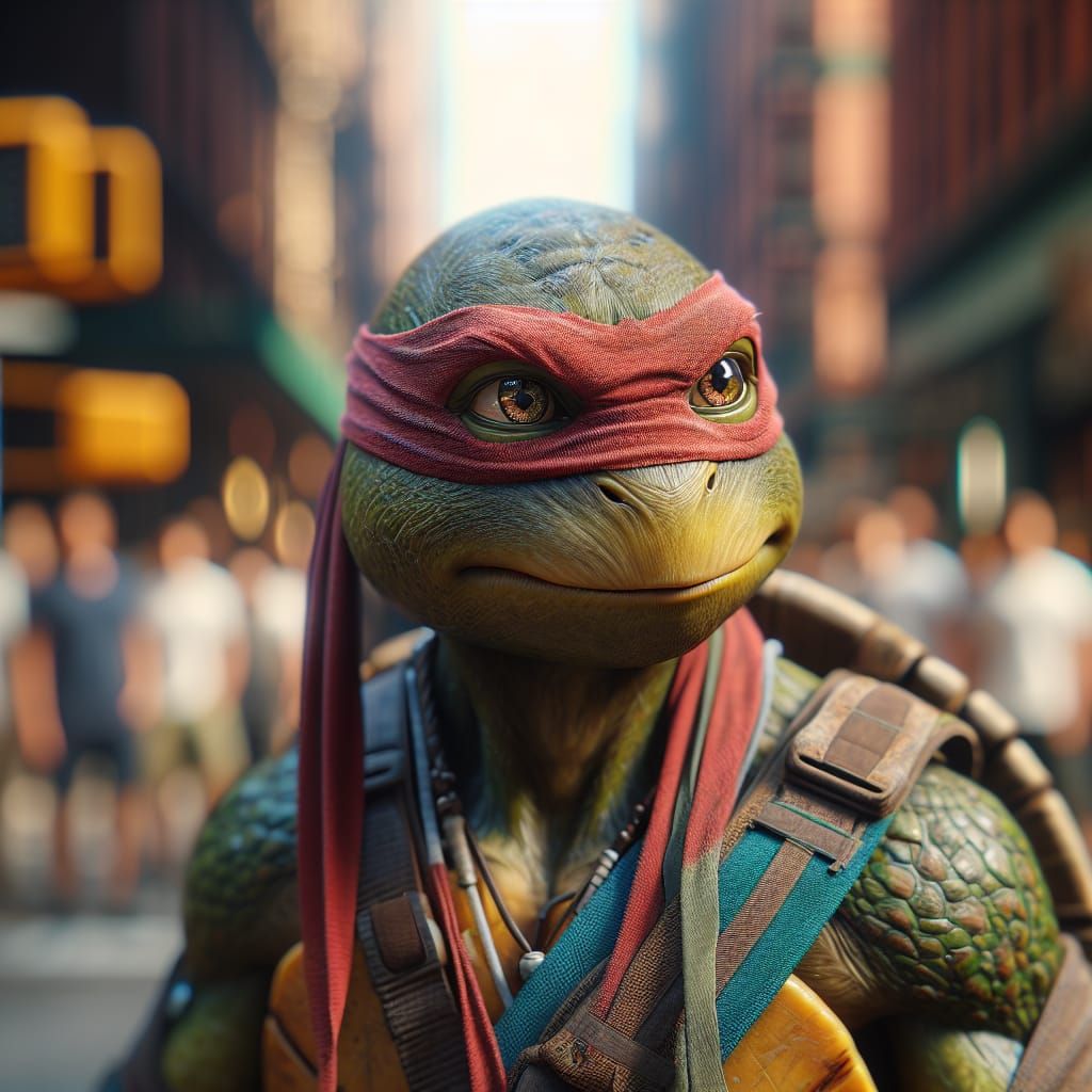 Hyperrealistic Portrait of a Teenage Mutant Ninja Turtle