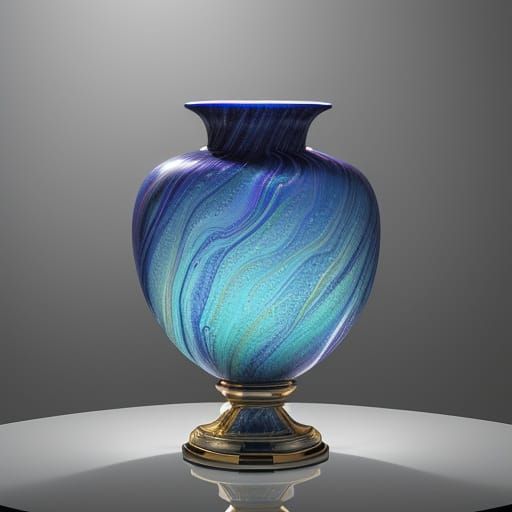 Hyper-Realistic Murano Glass Vase on Aluminum Pedestal