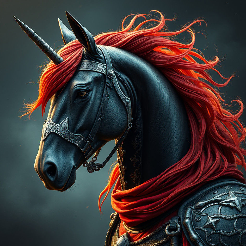 Majestic Viking-Horse Portrait in Hyperrealistic Style