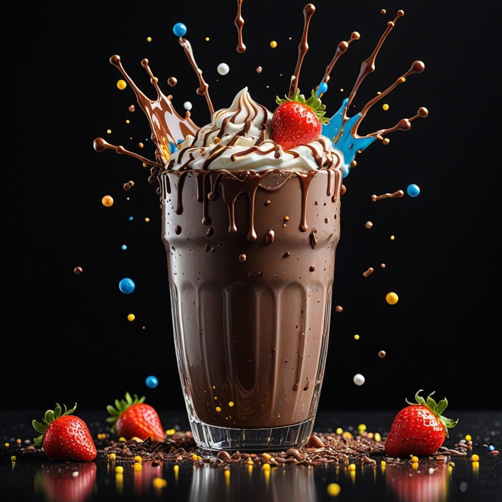 Exploding Chocolate Milkshake High-Speed Photography
