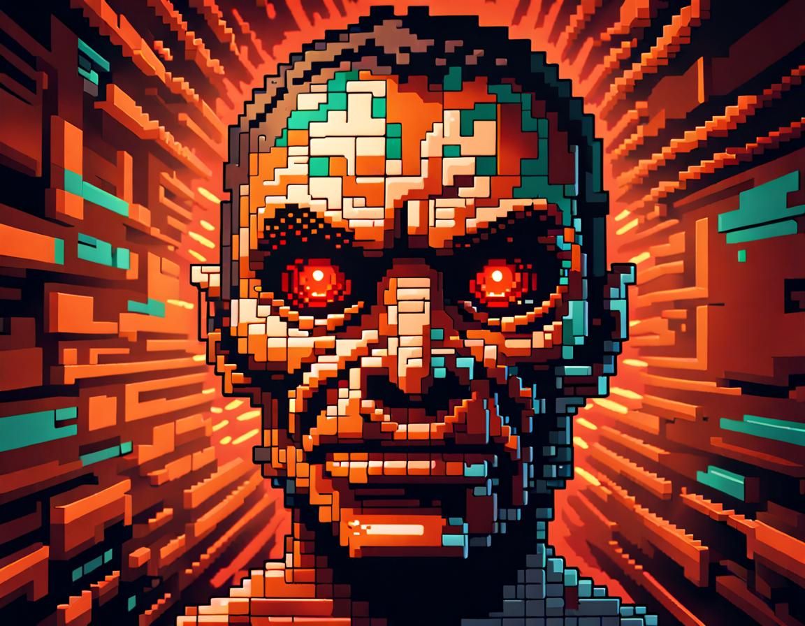 Pixel Art Predator Leprechaun Reaches for Treasure