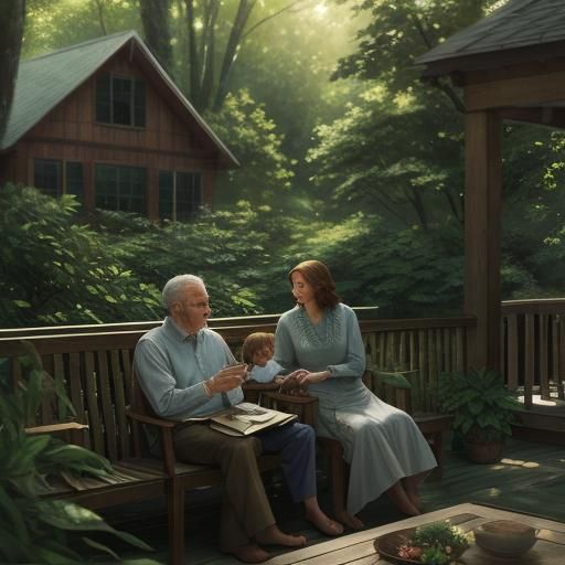 Idyllic Family Moment in Warm Impressionism Style