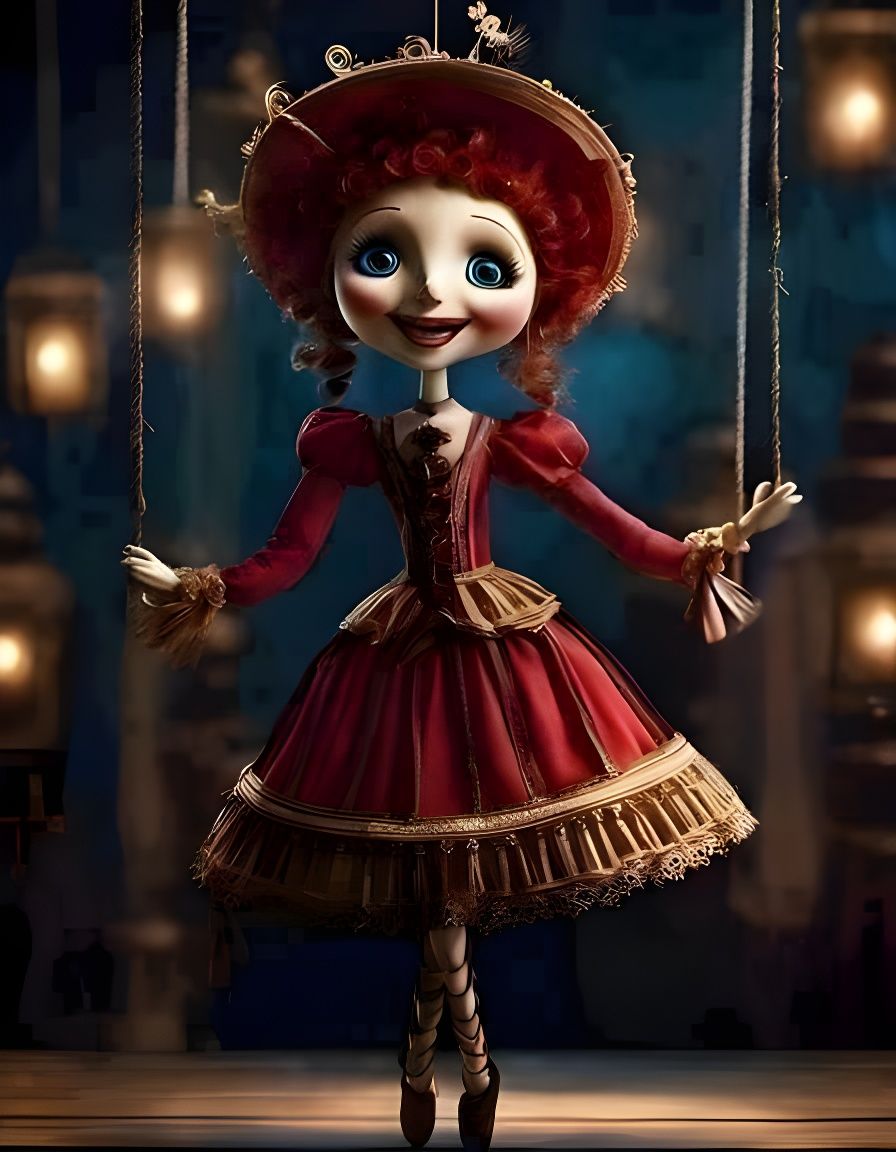 Marionette puppet on a string