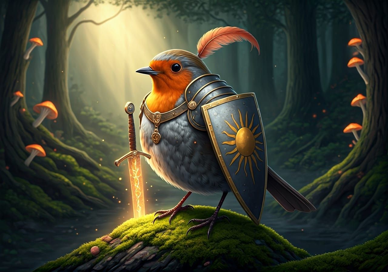 Robin Knight in Enchanted Forest, Fantasy Art