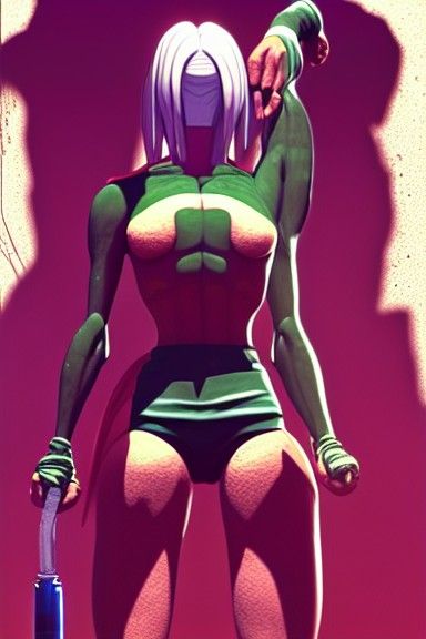 Android 17 Workout Portrait in Hyperrealism