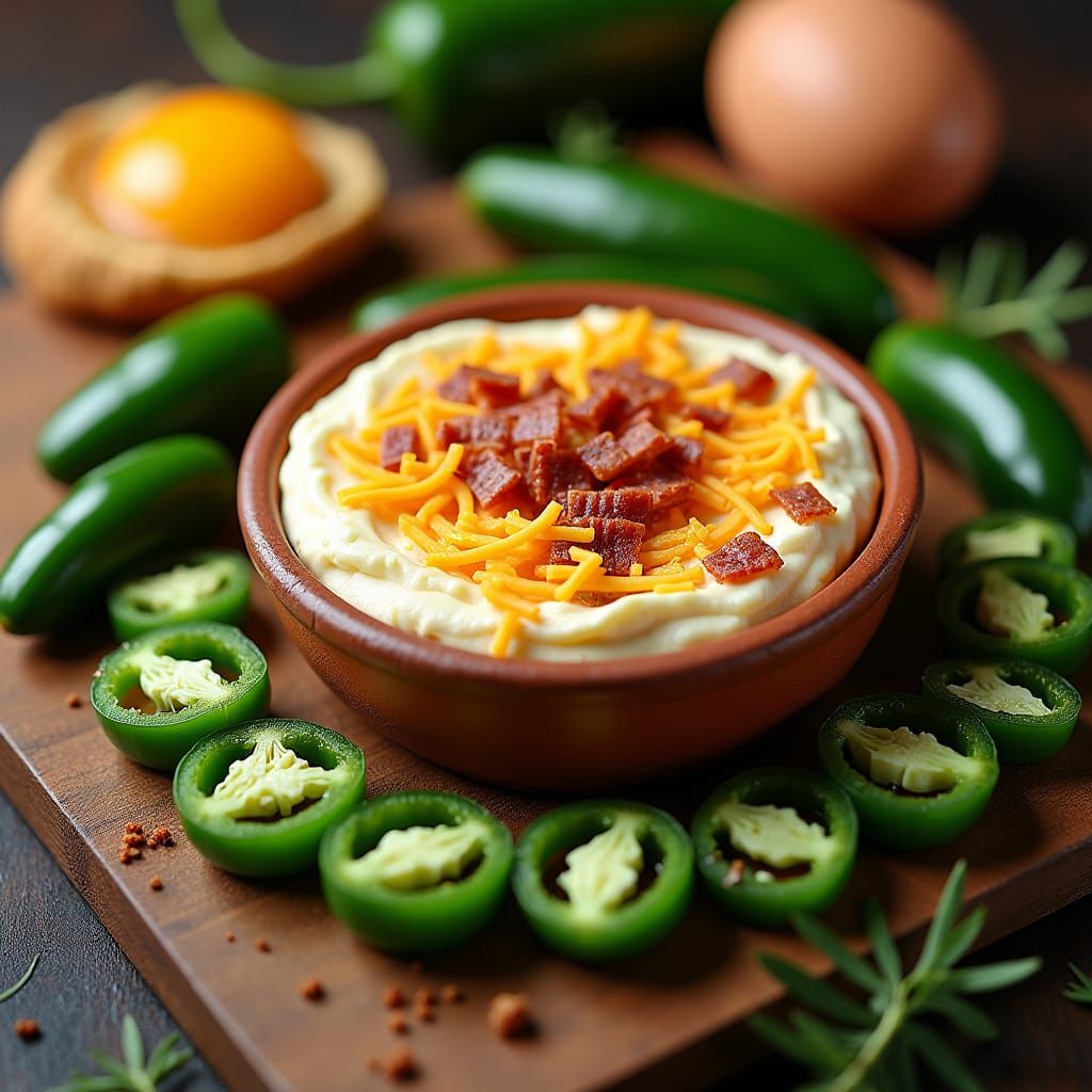 Hyperrealistic Still Life of Jalapeno Popper Ingredients