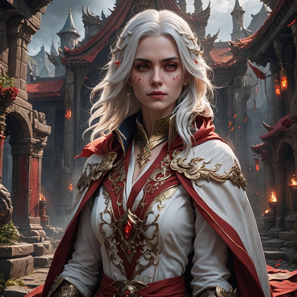 Savage Girl in Red Robes: Fantasy Concept Art