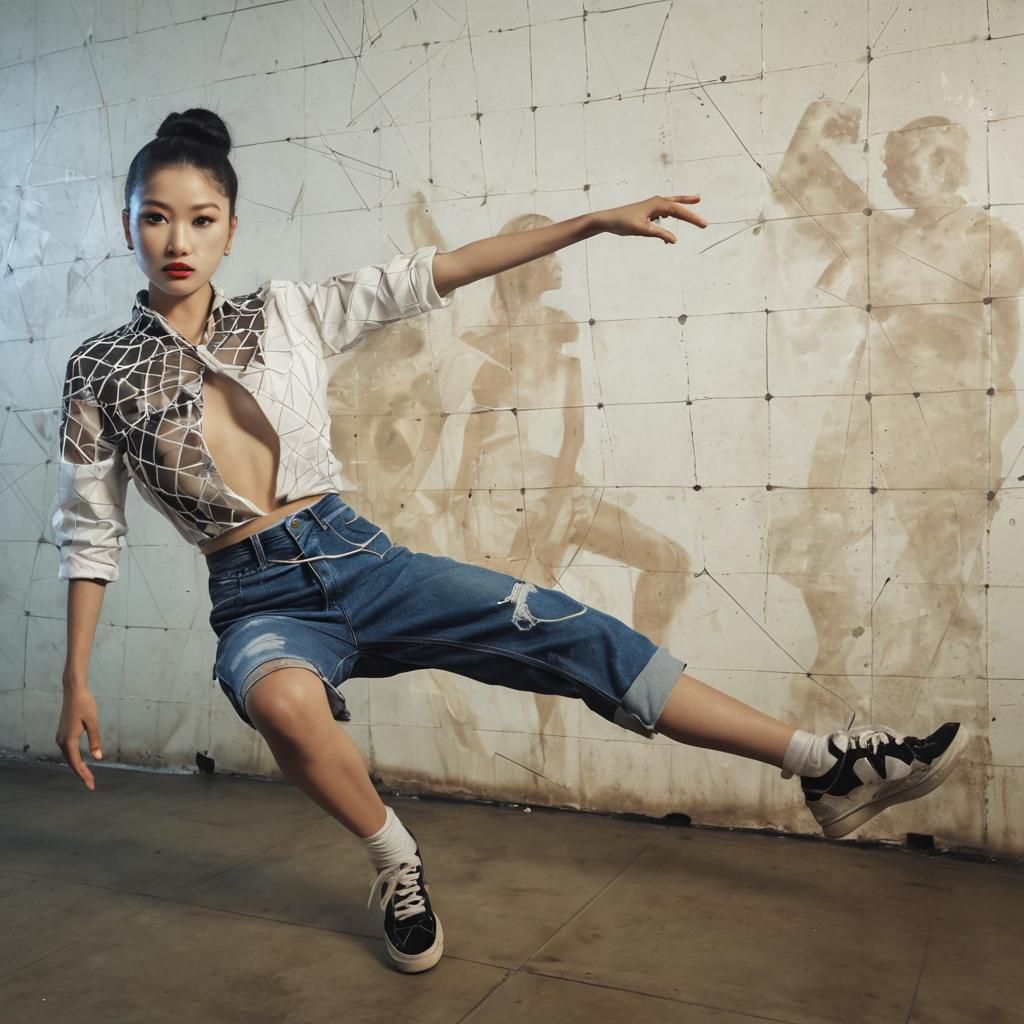 Street Dancers Embody Punk Aesthetic in Distressed Wall Art