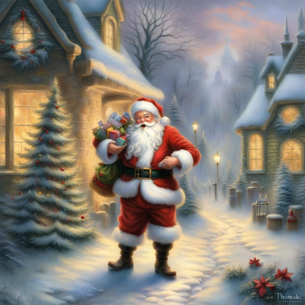 Jolly Santa in Ethereal Fantasy Landscape