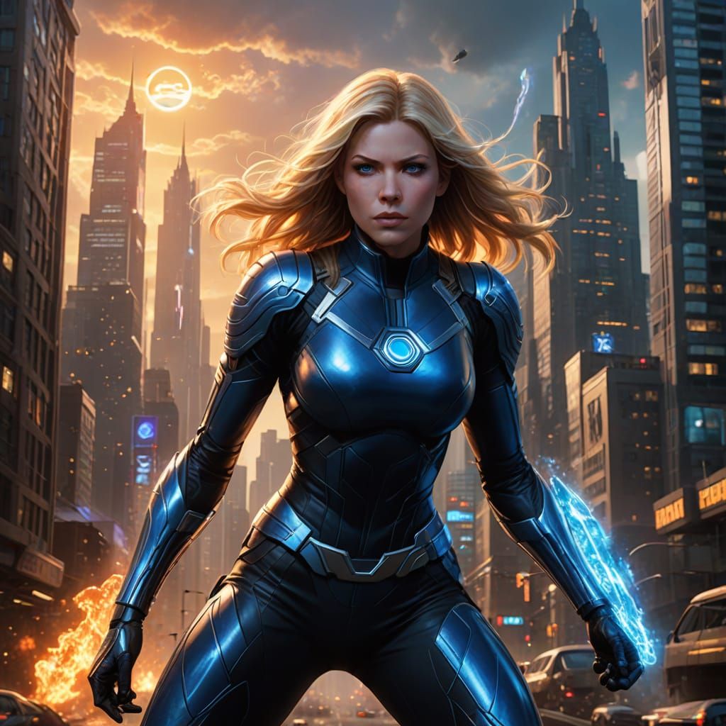 Fantastic Four's Sue Storm in Neon Metropolis