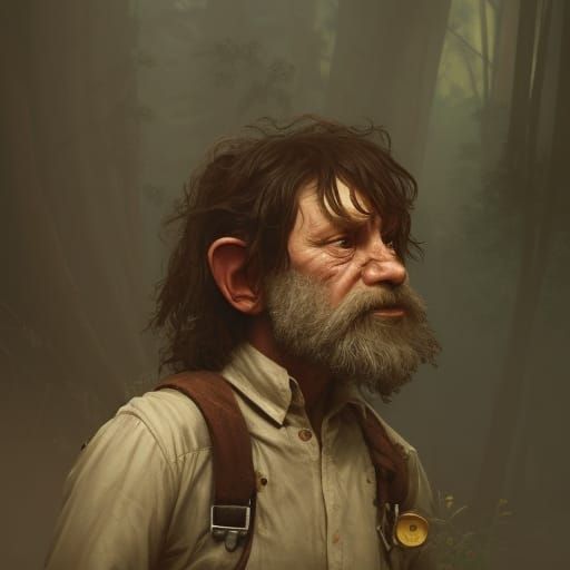 Halfling Portrait with Beard and Overalls, Detailed Fantasy ...