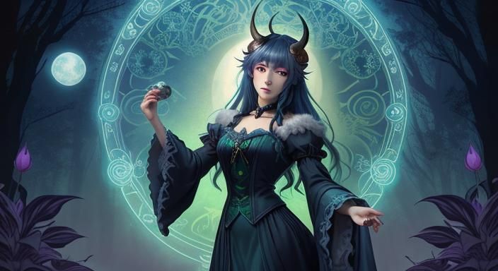 Anime Art-Nouveau Bigfoot, Witch, and Monster