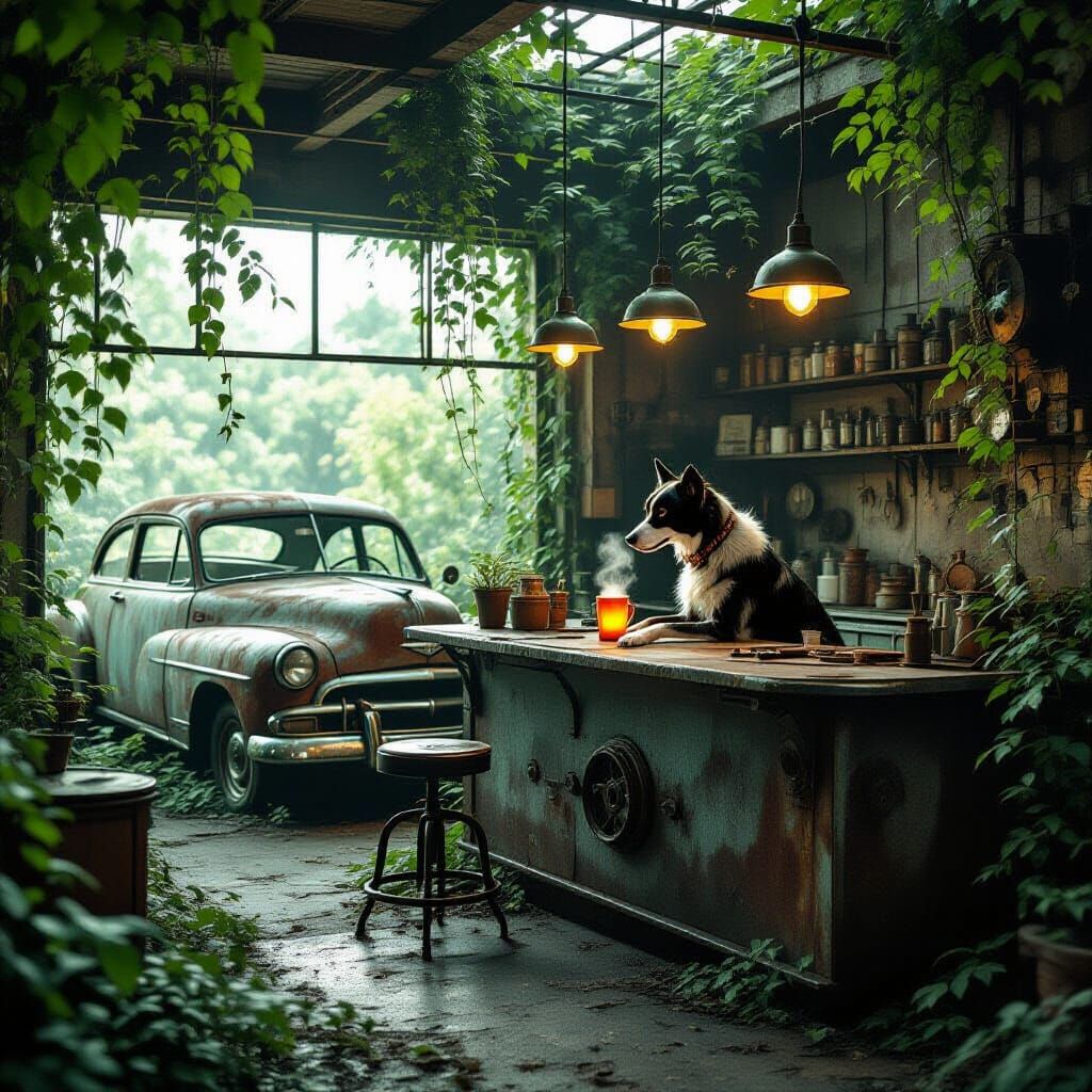Enchanted Cafe in Nature-Reclaimed Workshop