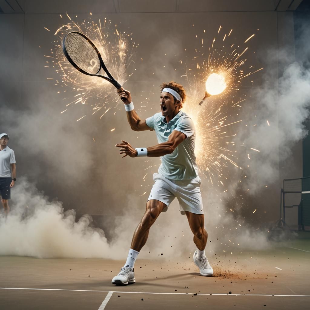 Tennis Player Smashes Cannonball in Explosive Impact