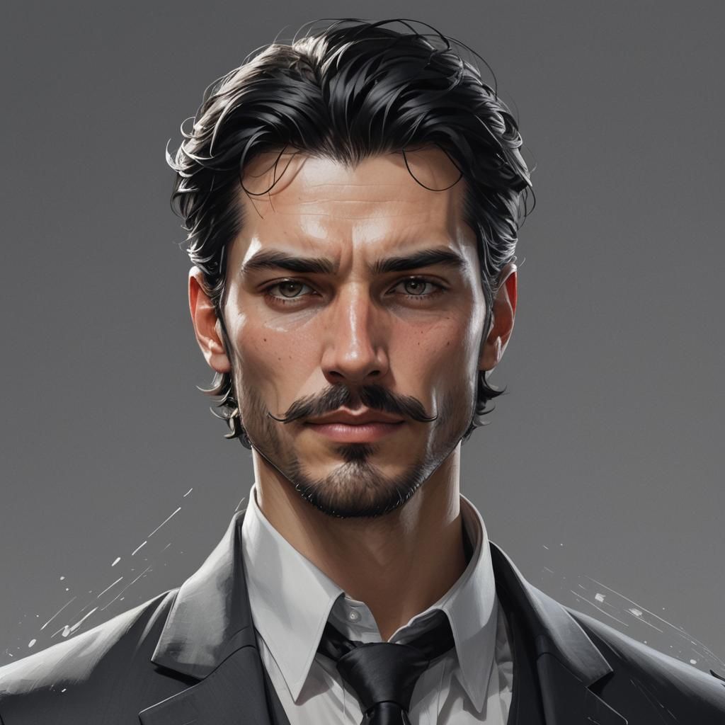 Handsome Man Portrait in Hyperdetailed Digital Art Style