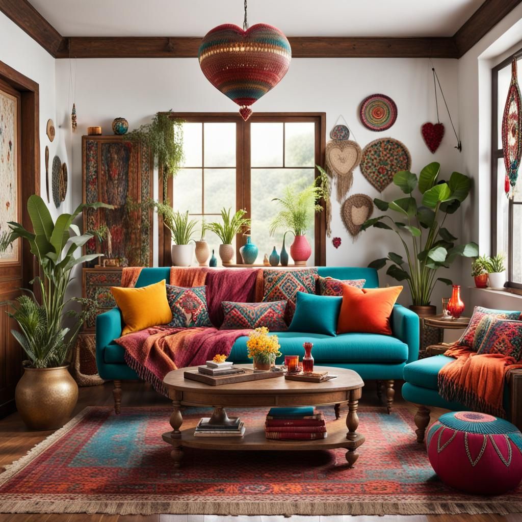A Bohemian-inspired living room