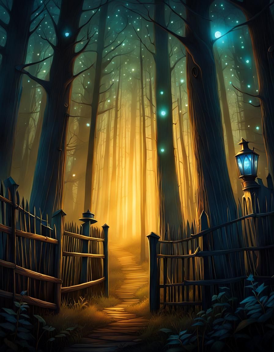 Ethereal Campsite at Dawn: Steampunk Forest Design