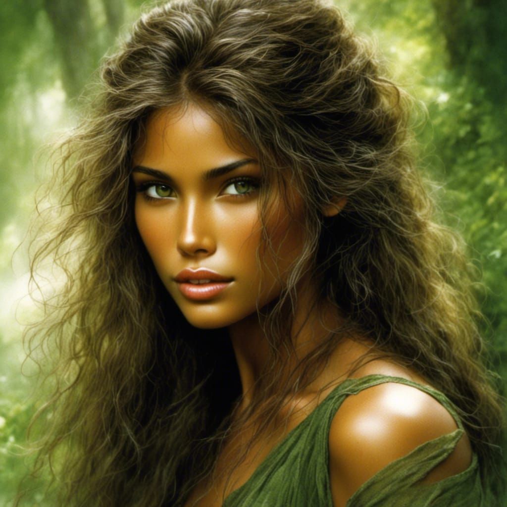 Luis Royo Style Portrait of Woman in Forest