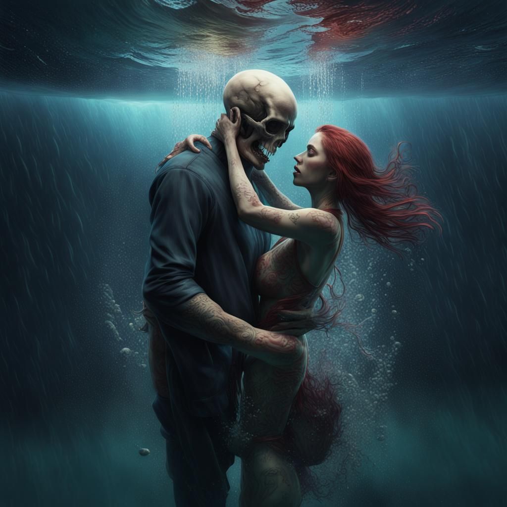 Violent Drowning Scene in Detailed Matte Painting