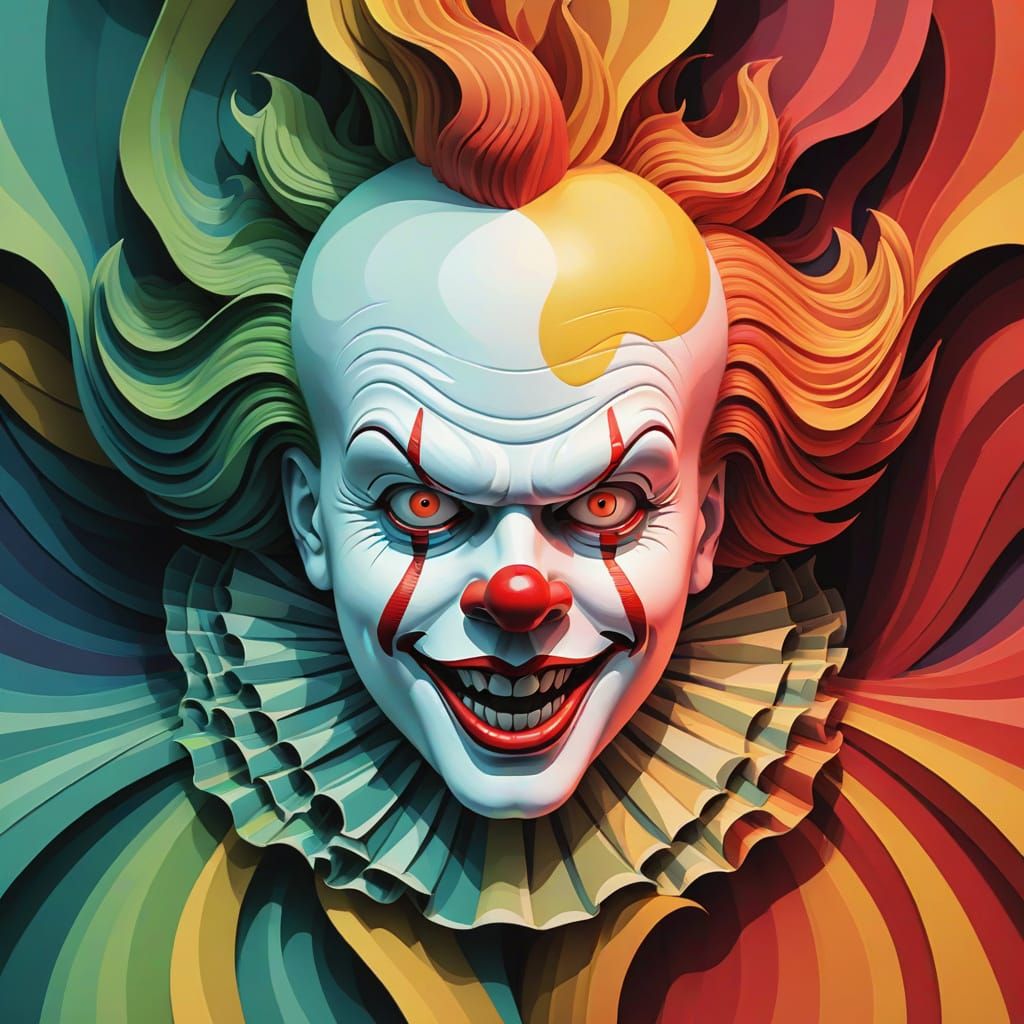 Abstract Pennywise Vector Fractal in 3D Gouache
