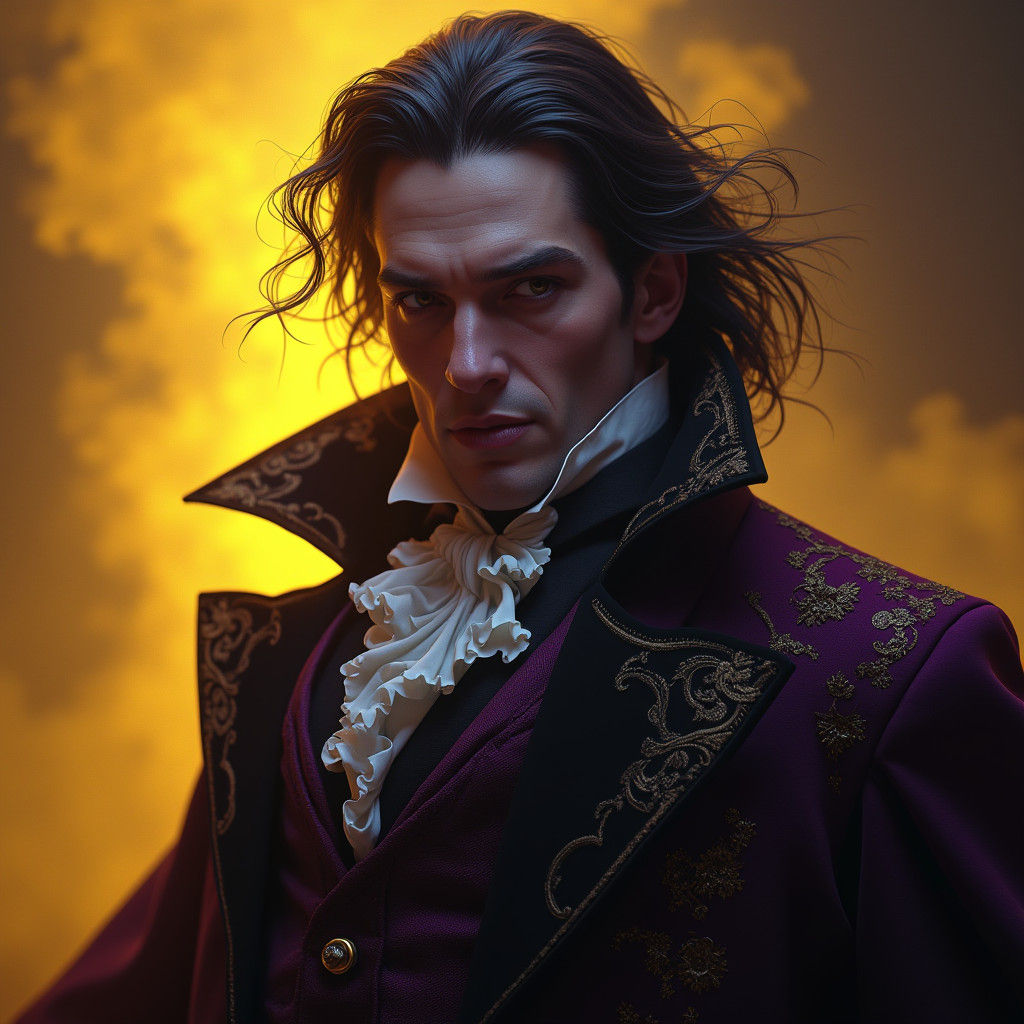 Vampire in Victorian Era Mist, Digital Art