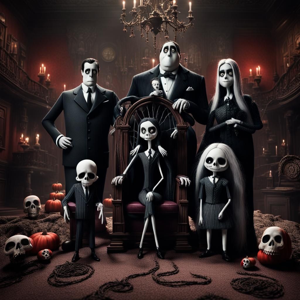 The Addams Family in Dark Whimsy Style