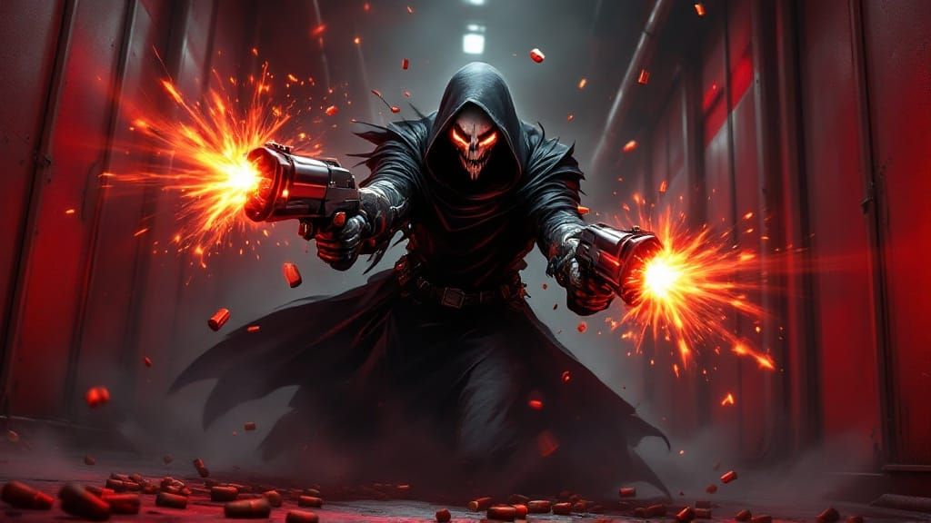 Overwatch Reaper Death Blossom in Industrial Corridors