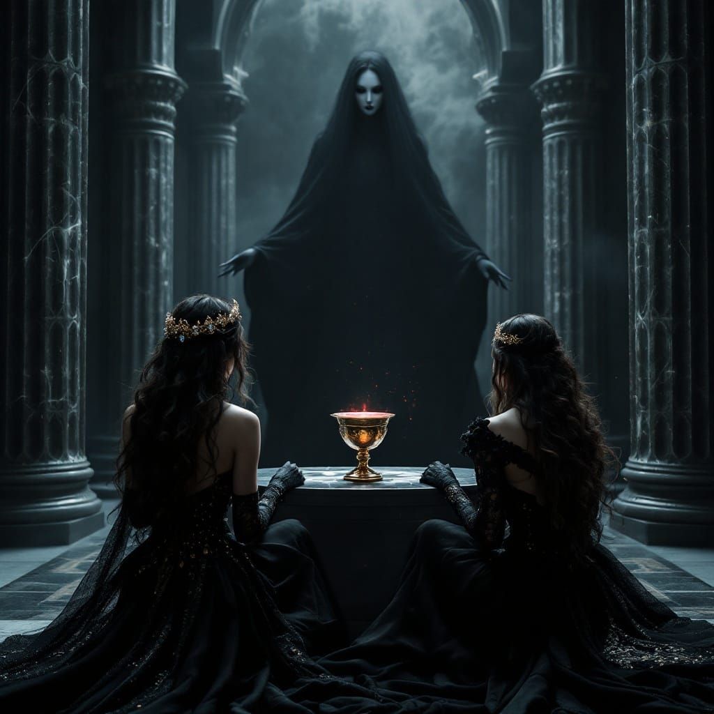 In the center of it all stands a black marble altar, smooth ...