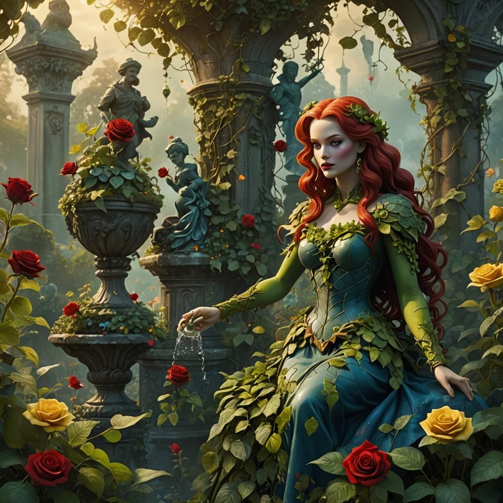 Poison Ivy's Rose Garden: A Matte Painting