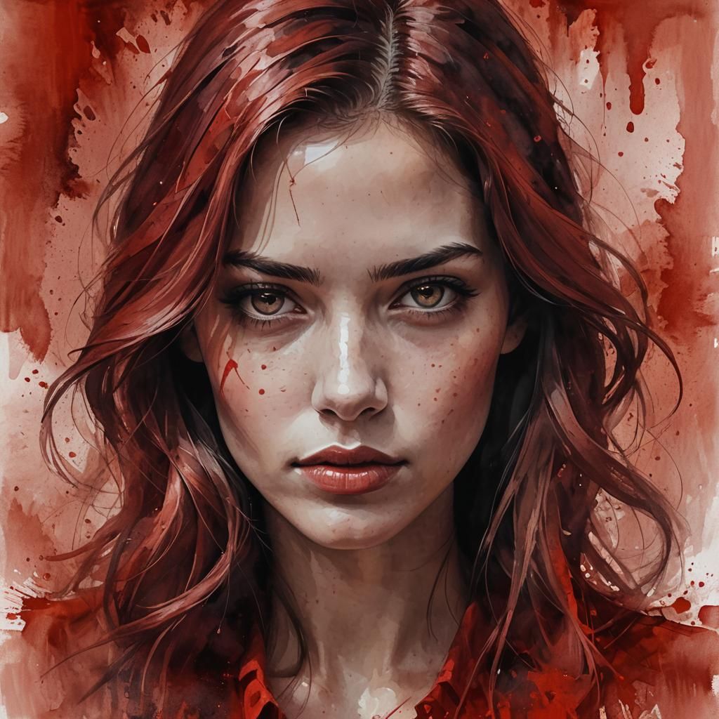 Intense Girl Portrait in Striking Shades of Red
