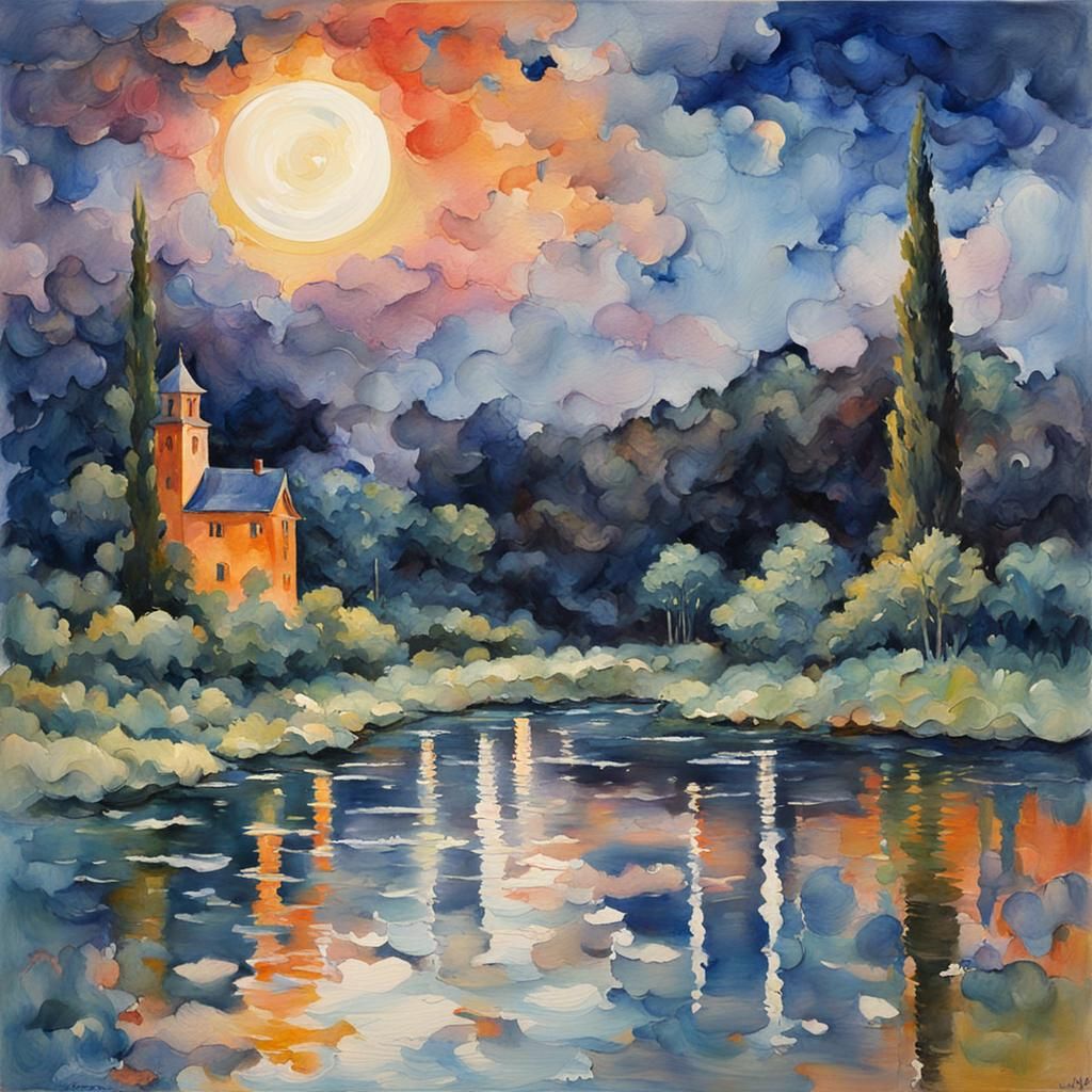 Moonlight Sonata in Impressionist Gouache Style