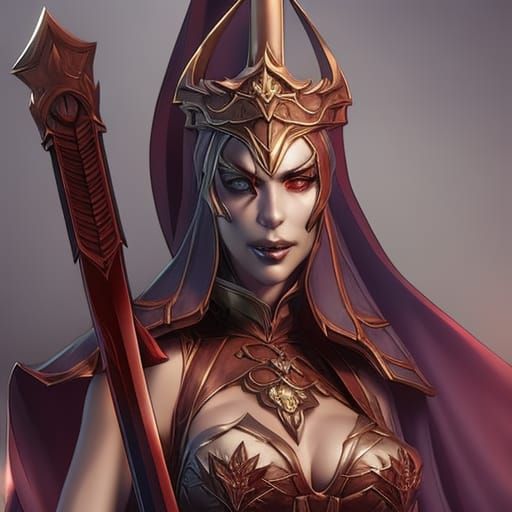 Zombie Queen with Clown Makeup, Hyperdetailed Portrait