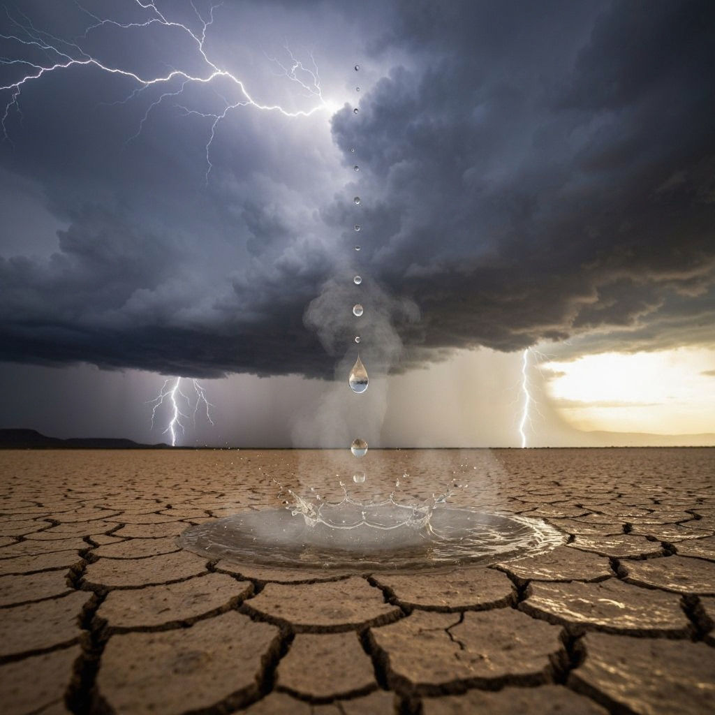 Dramatic Karoo Landscape with Lightning and Rain