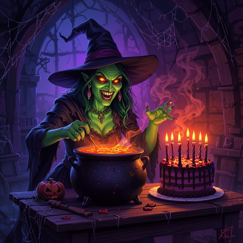Hideous Witch Brews Cursed Birthday Cake
