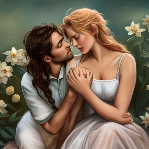 Passionate Kiss in a Dream of Jasmine
