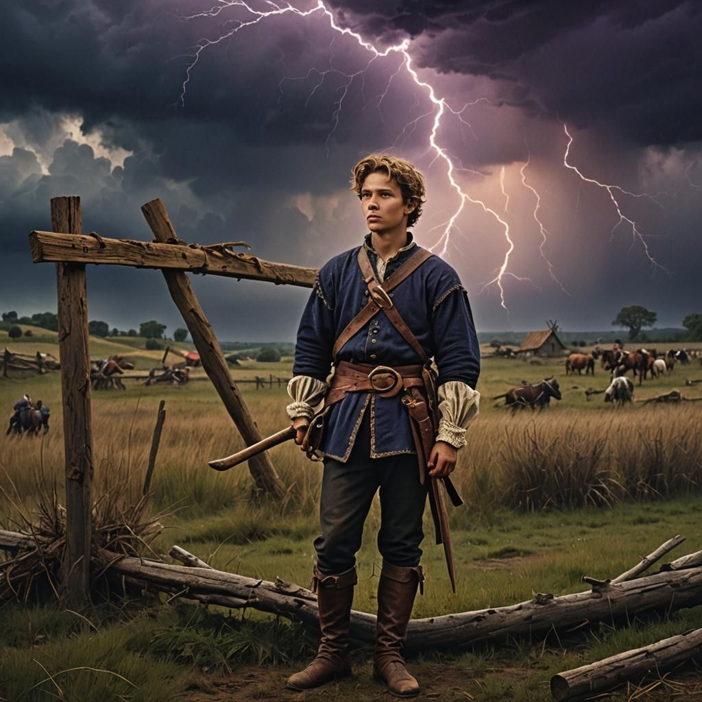 Baroque Peasant Boy in Stormy Field