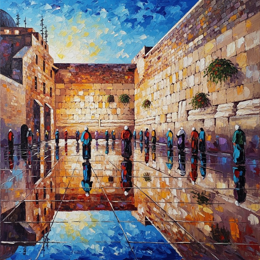 Western Wall Jerusalem: Abstract Impasto Oil Painting