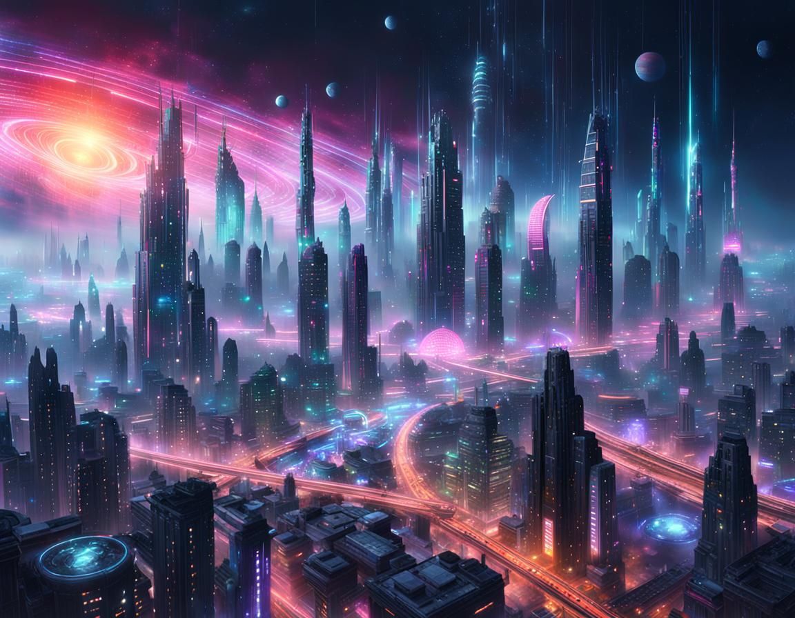 Cinematic Galactic Cyberpunk Cityscape in 8k