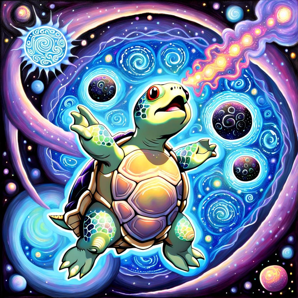 Operatic Turtle Diva in Space, Pre-Raphaelite Style