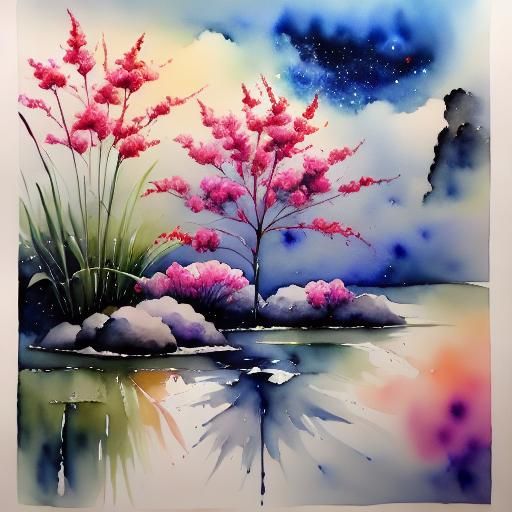 Magical Crystal Water Lily with Glitter Rain