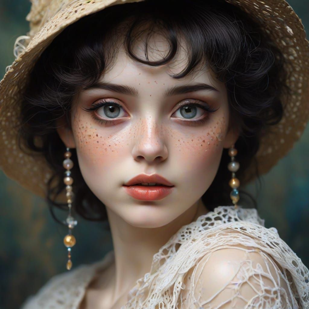 Ethereal Doll Marionette in Colorful Cubist Void