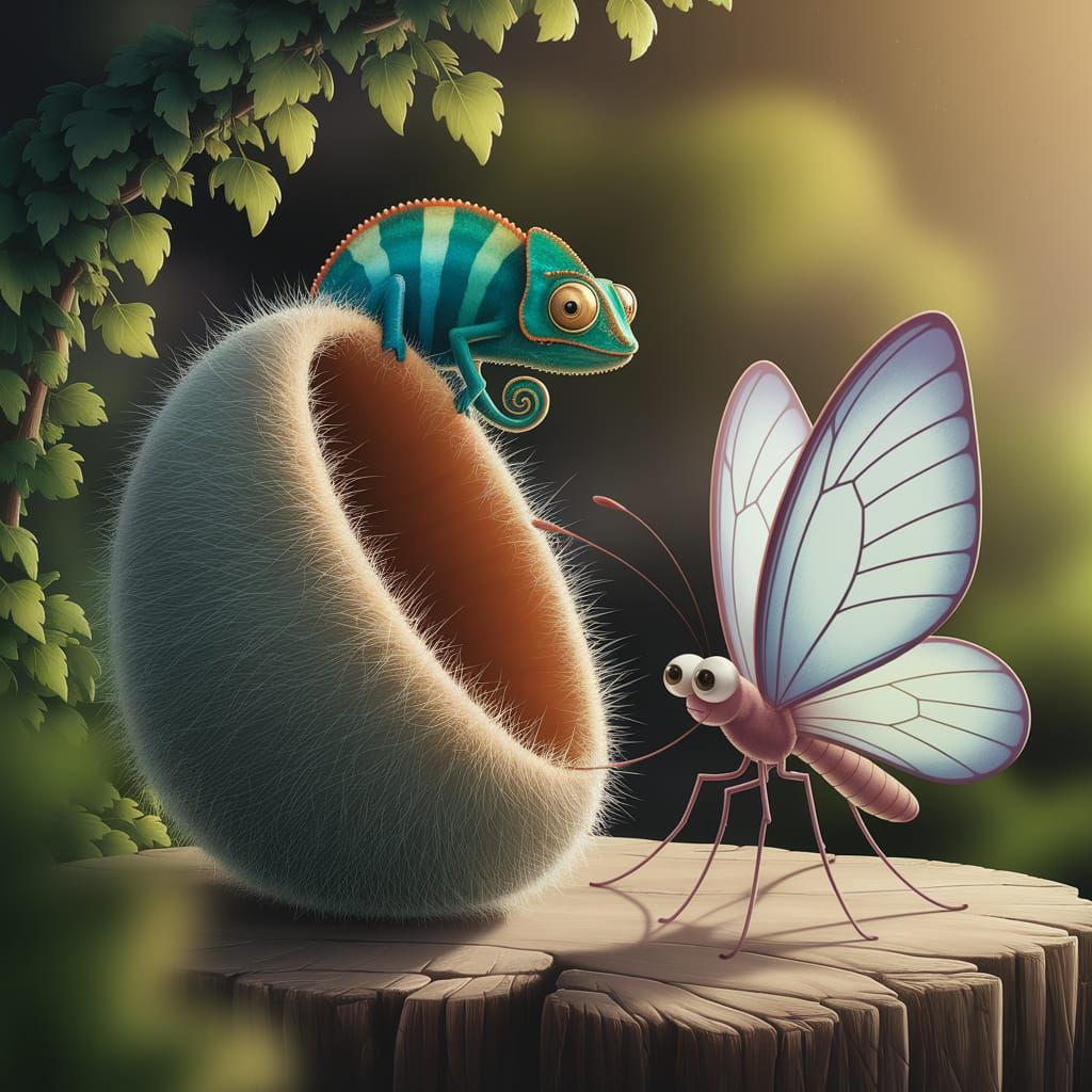 Butterfly's Nostalgic Glance at its Cocoon