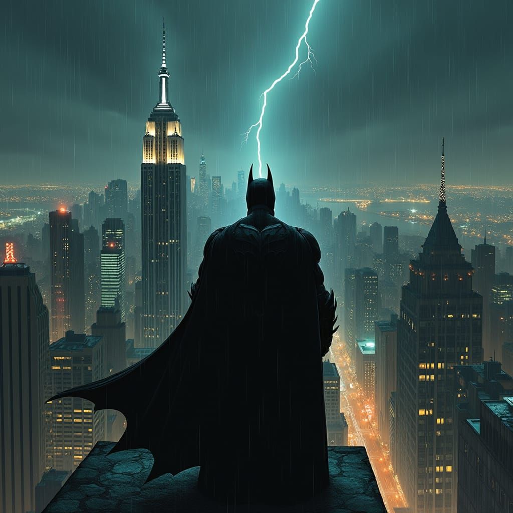 Batman Over Gotham: Dynamic Comic Art Style