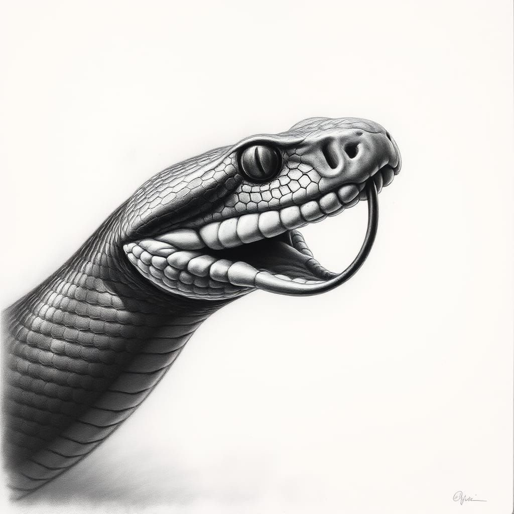 Detailed Charcoal Rattlesnake in Desert Landscape