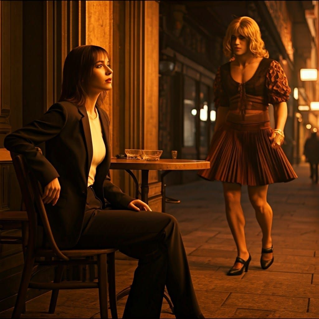 Flirtatious Businesswoman Sees Crossdressing Stranger in Lav...