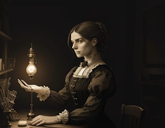 Victorian Anatomist in Laboratory: Sepia Concept Art