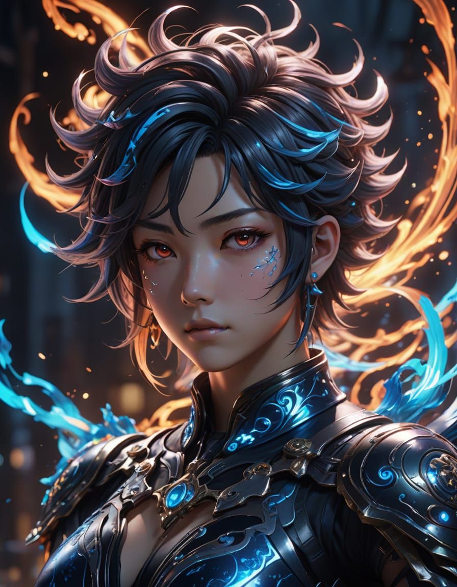 Surreal Transformation of a Woman into a Man in Vibrant 3D A...