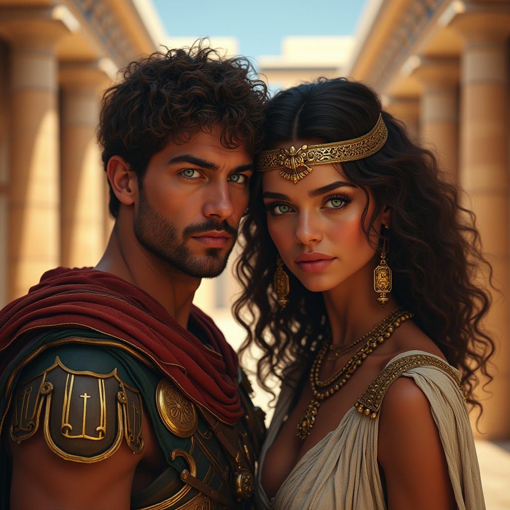 Ancient Egyptian Oracle and Roman Centurion in Fantastical A...