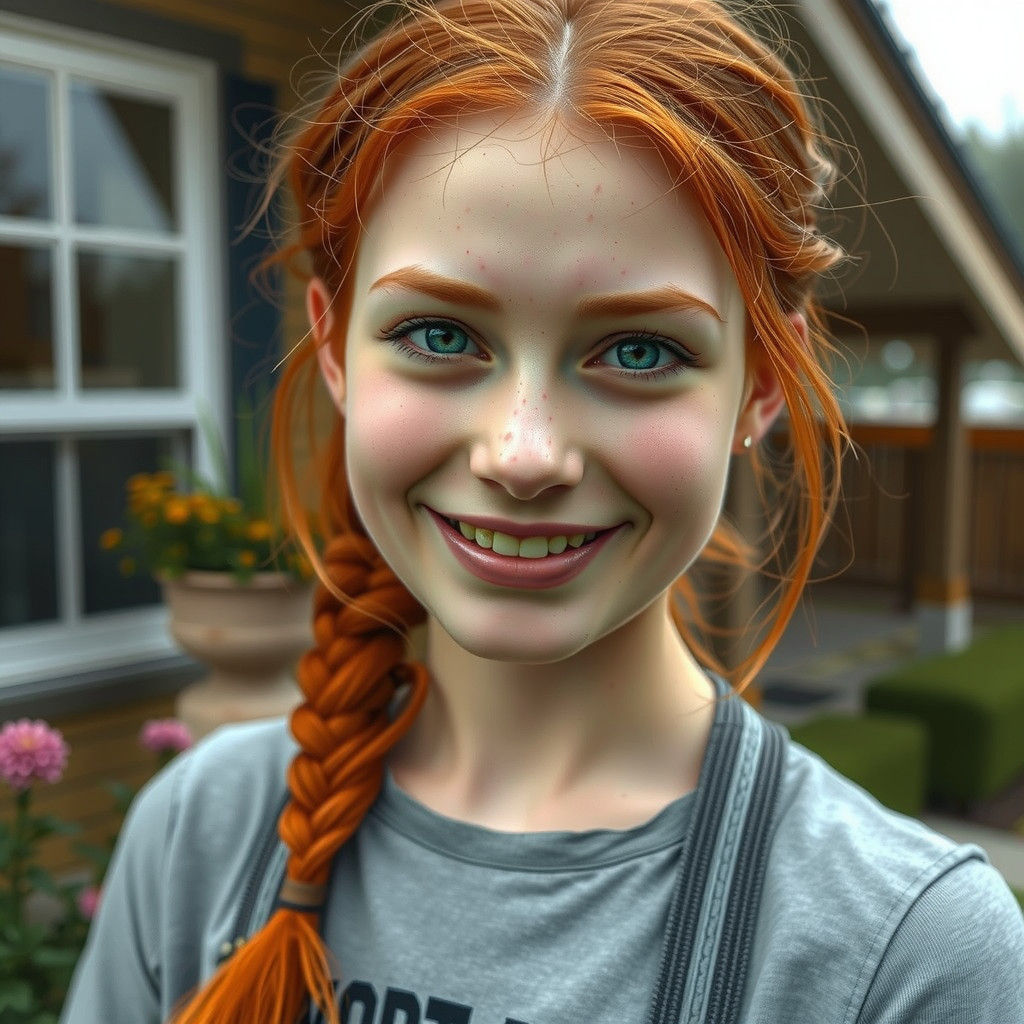 Red-Haired Beauty with Freckles: A Realistic Portrait