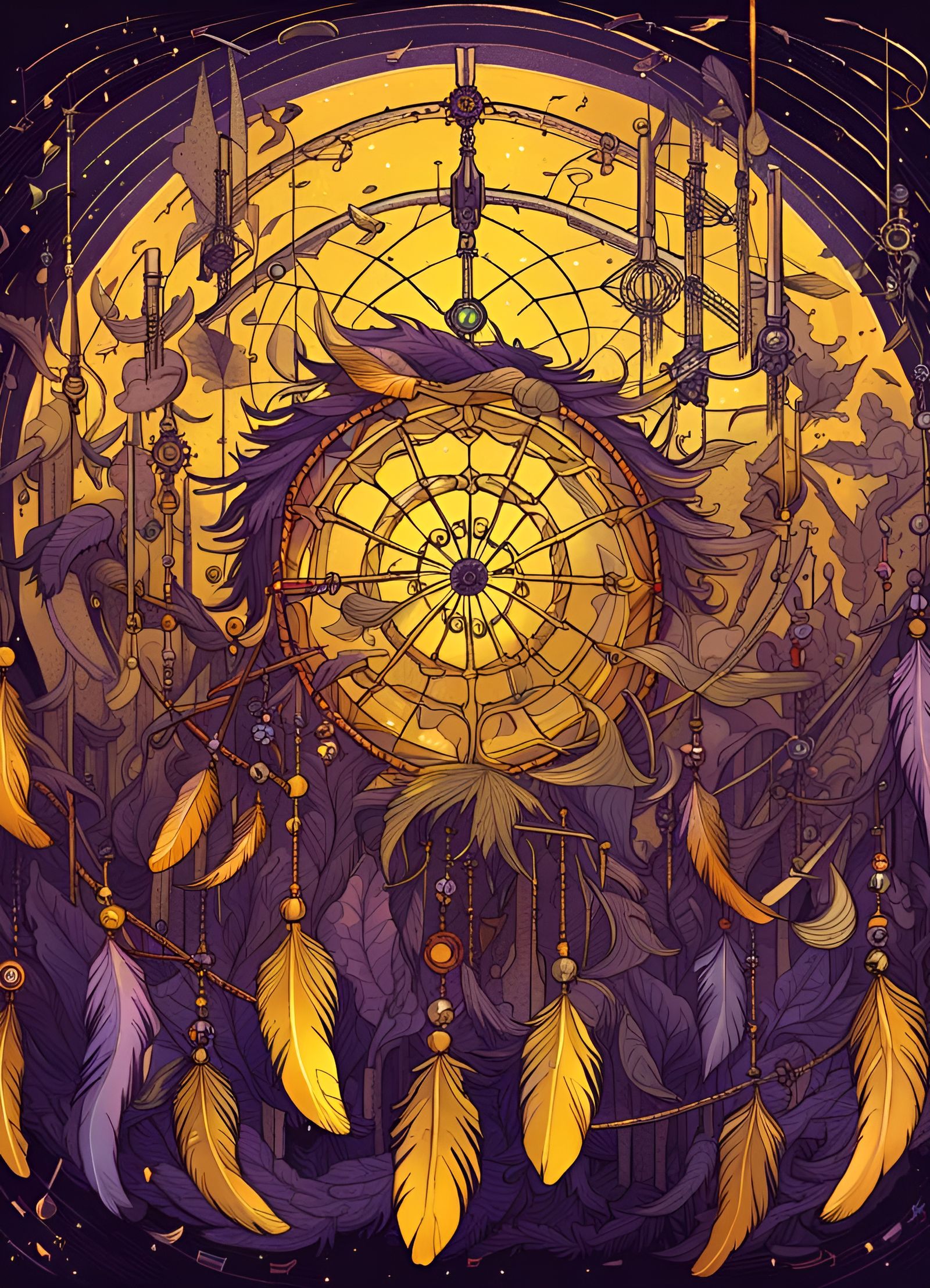 Musical Dreamcatcher Art in Vivid Colors